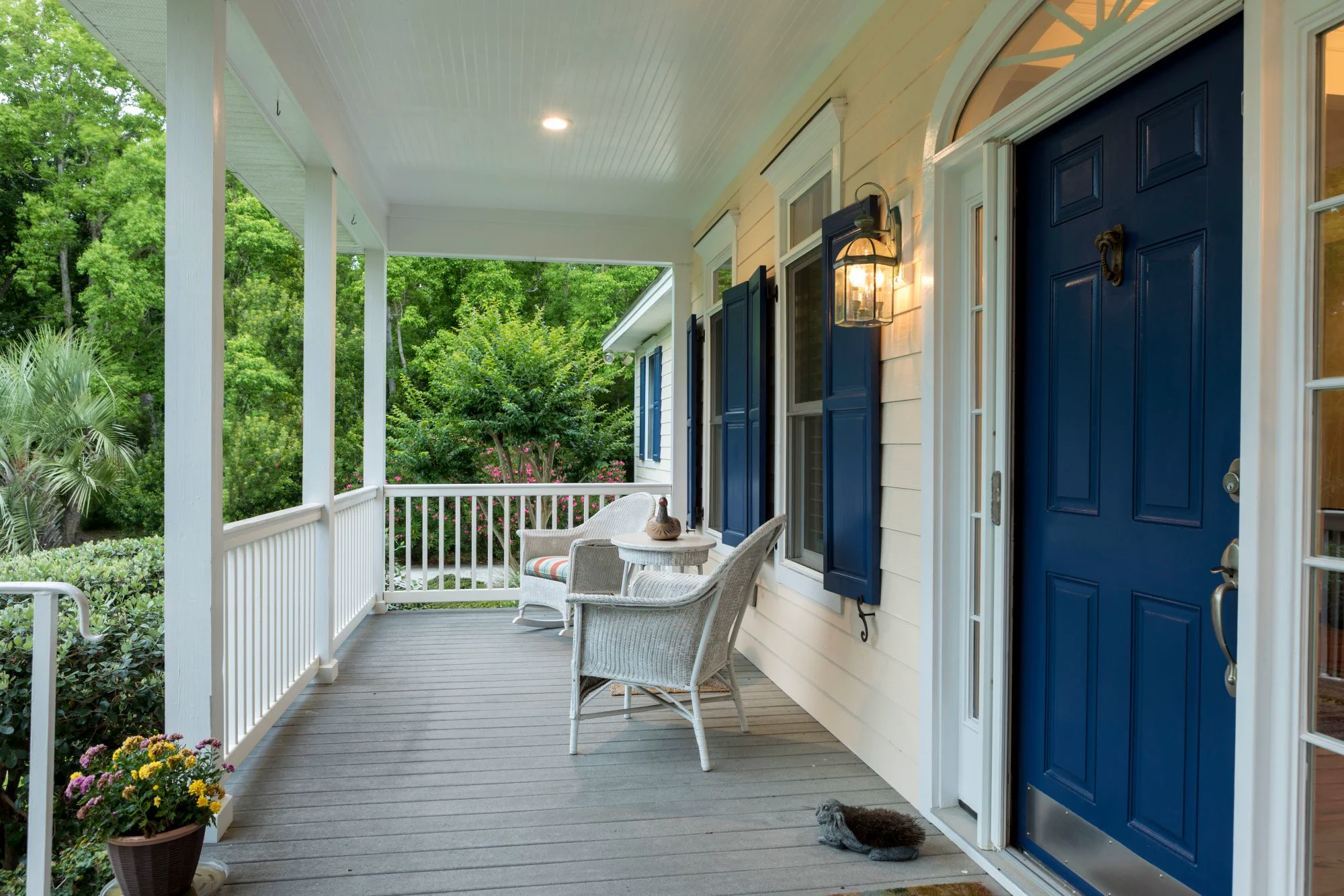 Covered front porch of a family home in North Carolina